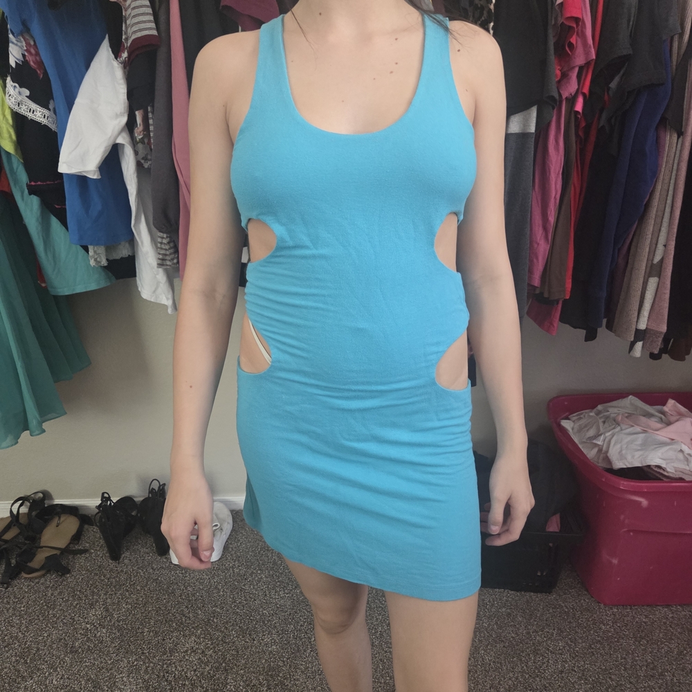 Fashion Nova Turquoise Backless Dress